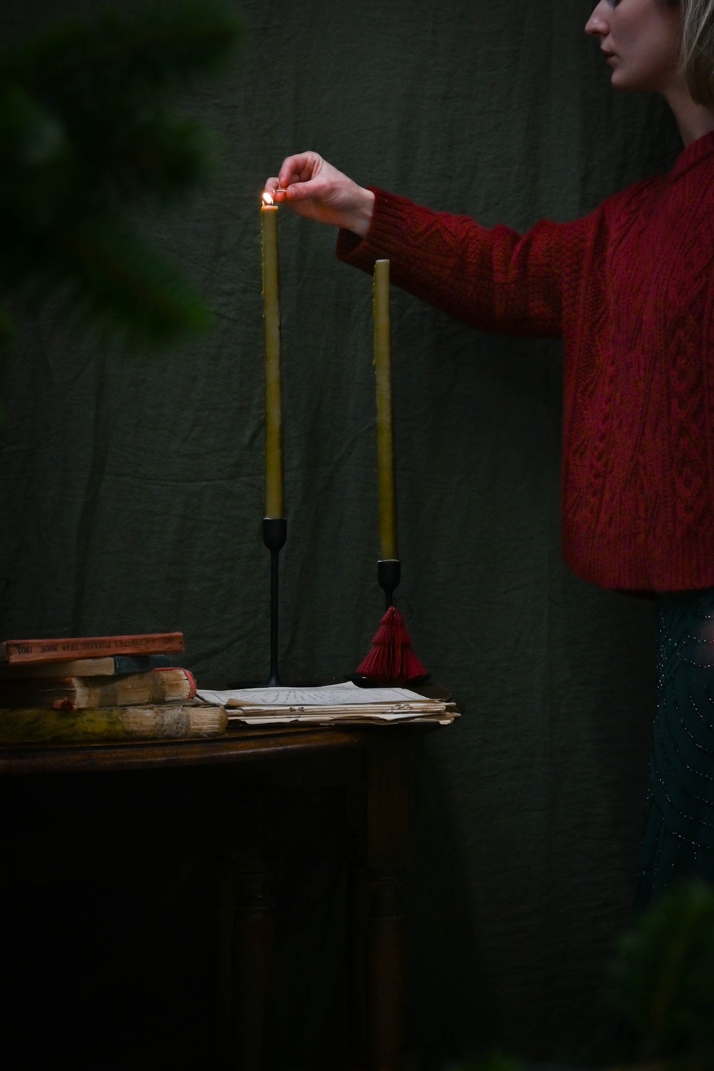 Limited Edition Freyja Cashmere Cable Sweater in Rich Red