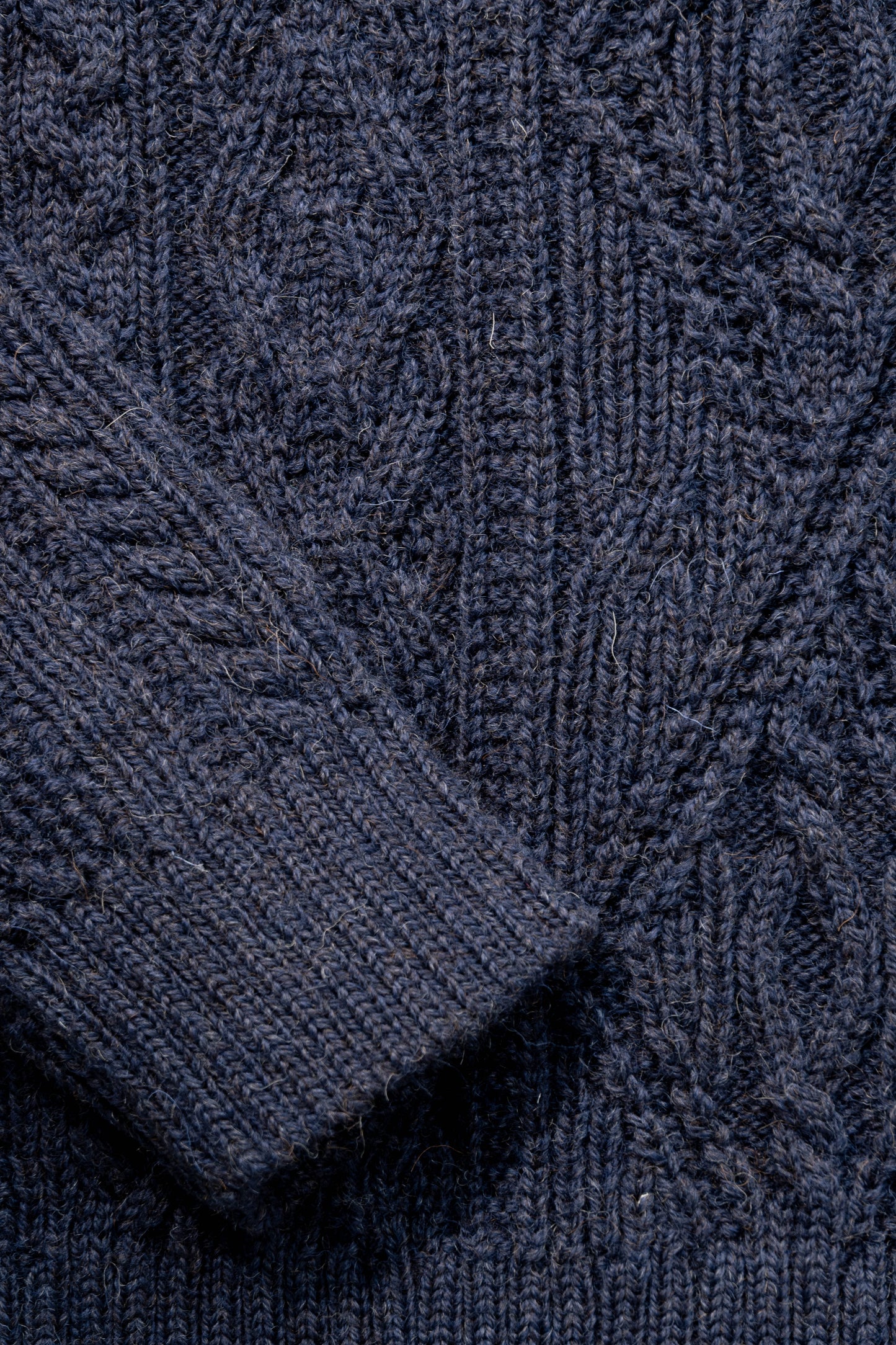 The Lugh British Wool Cable Sweater in Navy