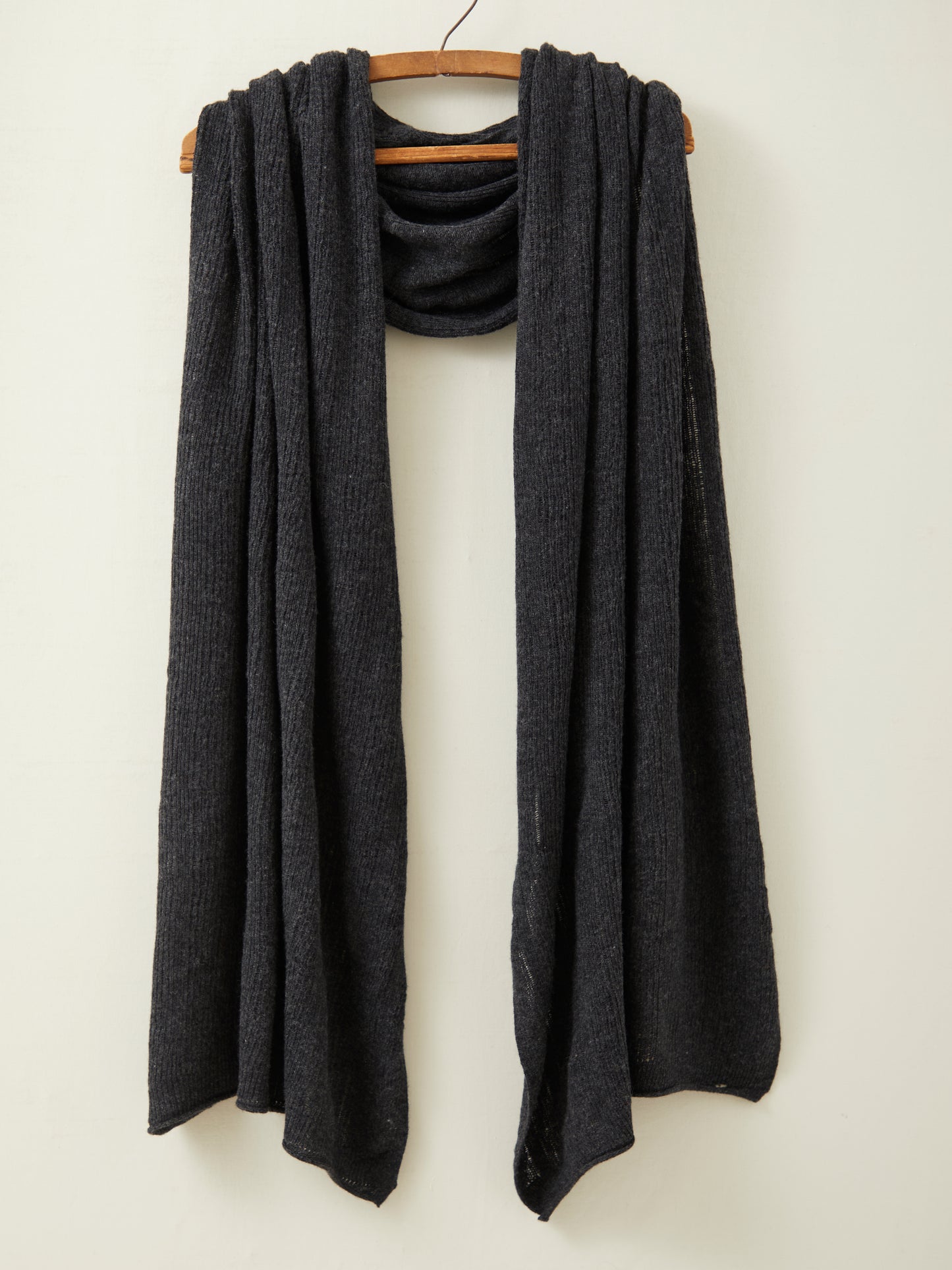 Fine Merino Lambswool Brant Wrap in Charcoal