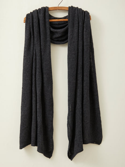 Fine Merino Lambswool Brant Wrap in Charcoal