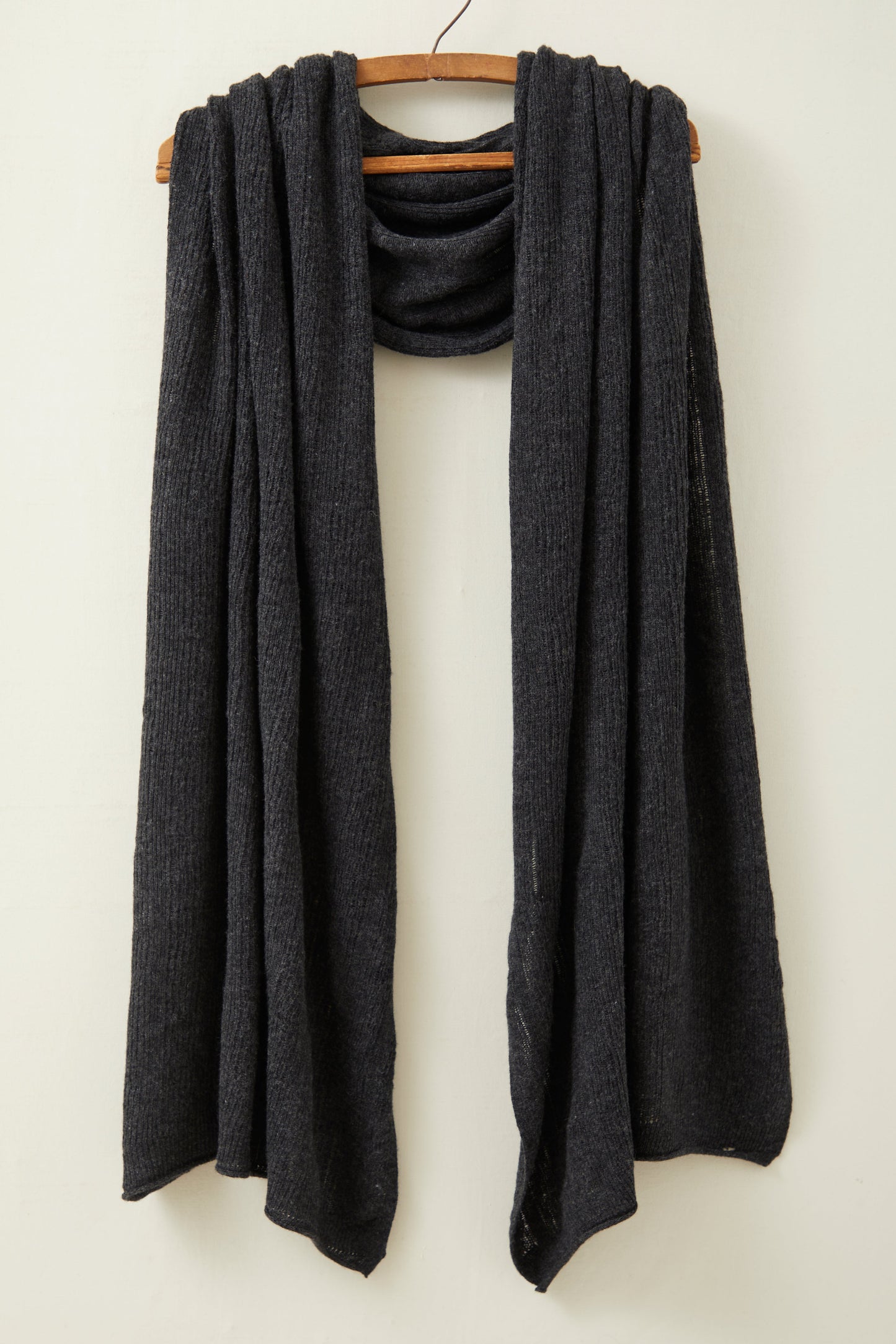 Fine Merino Lambswool Brant Wrap in Charcoal