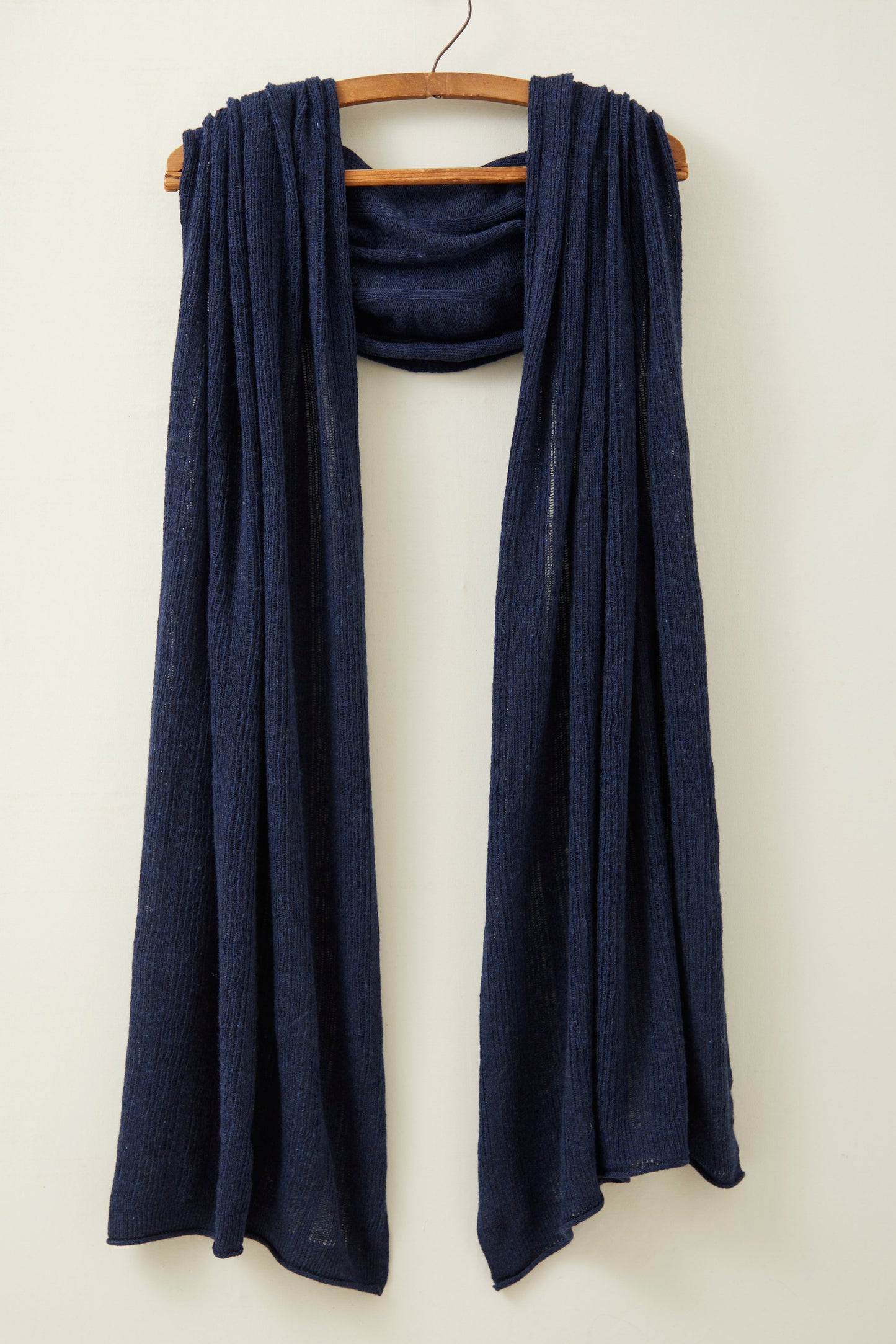 Fine Merino Lambswool Brant Wrap in Navy Melange