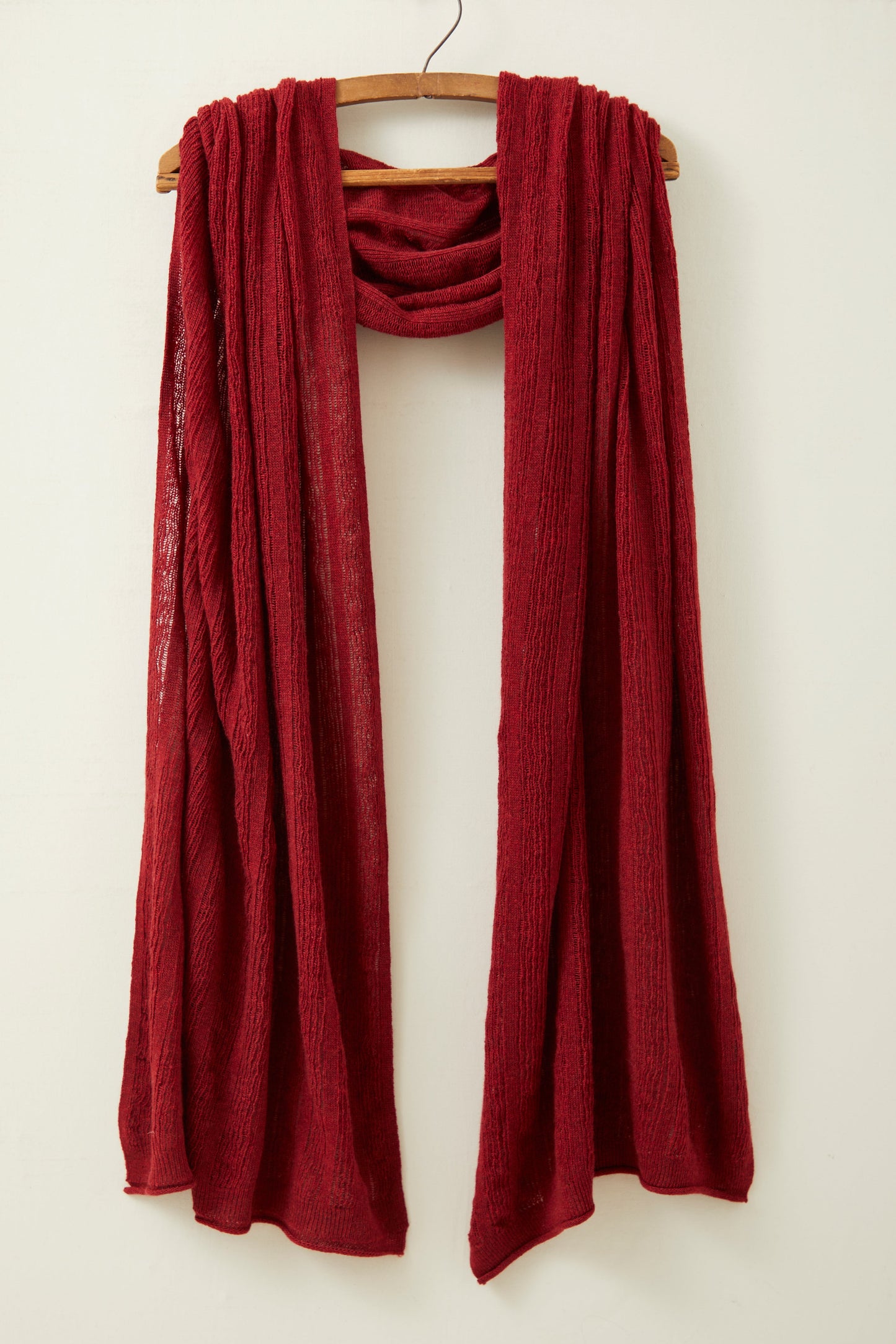 Fine Merino Lambswool Brant Wrap in Russet Red