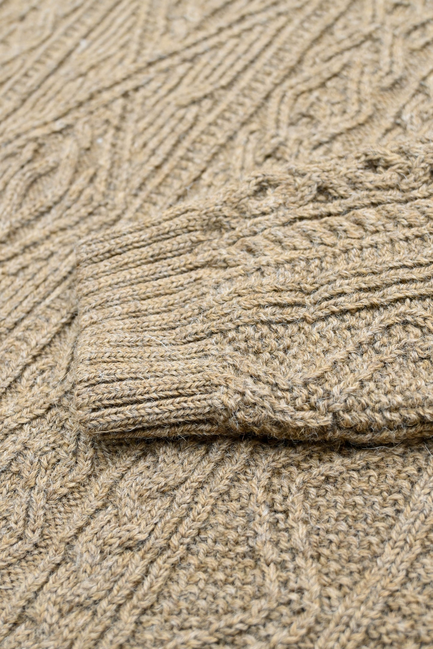 The Freyja British Wool Cable Sweater in Bronze Olive