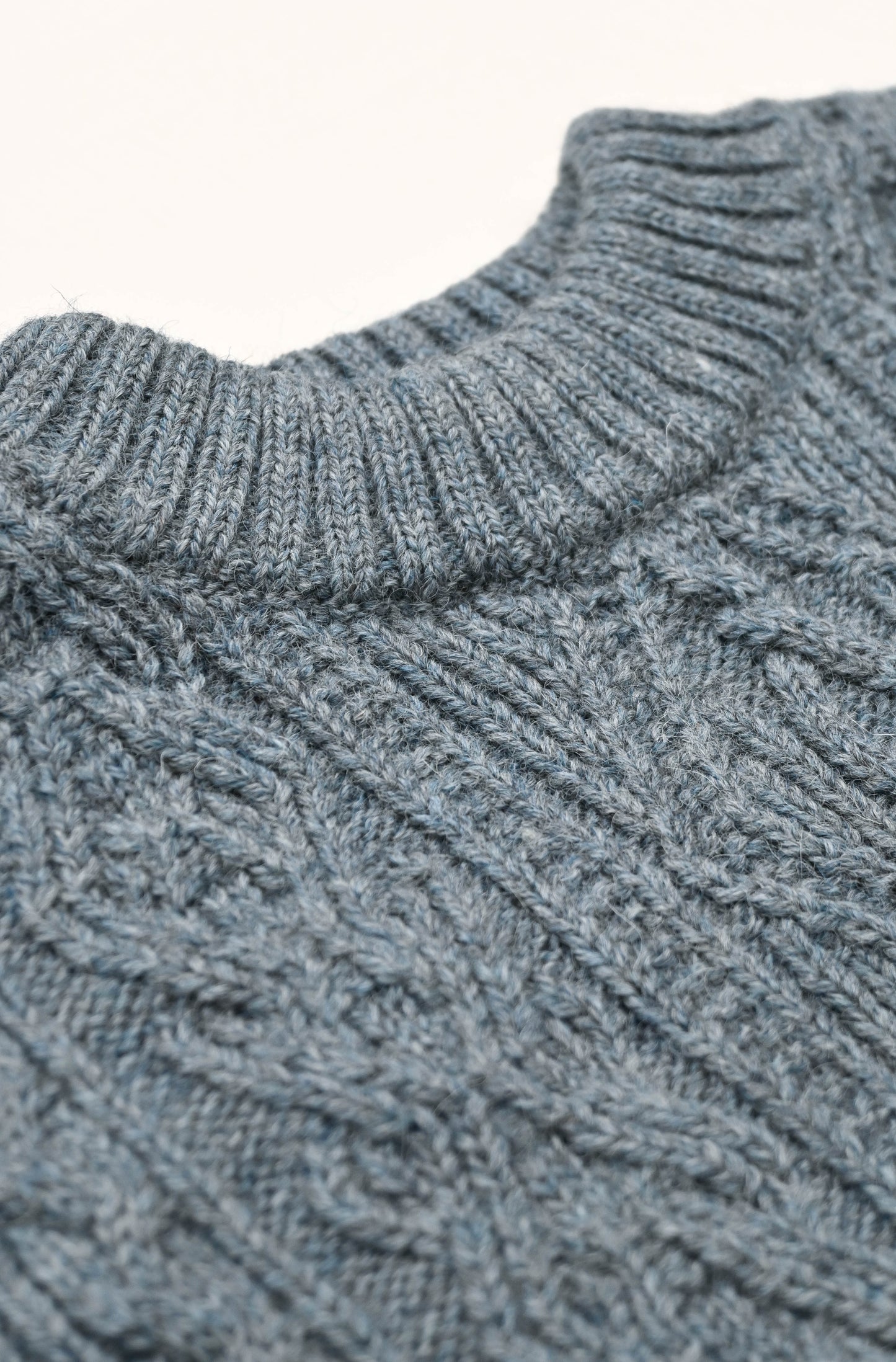 The Freyja British Wool Cable Sweater in Slate Blue