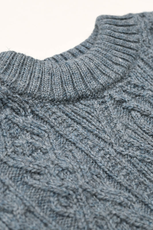 The Freyja British Wool Cable Sweater in Slate Blue