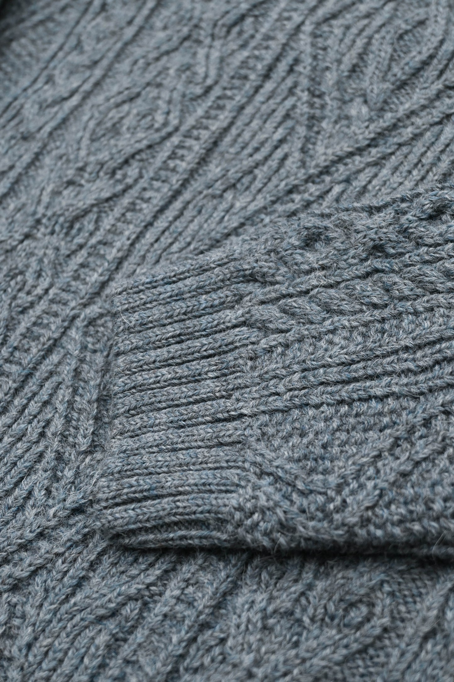 The Freyja British Wool Cable Sweater in Slate Blue