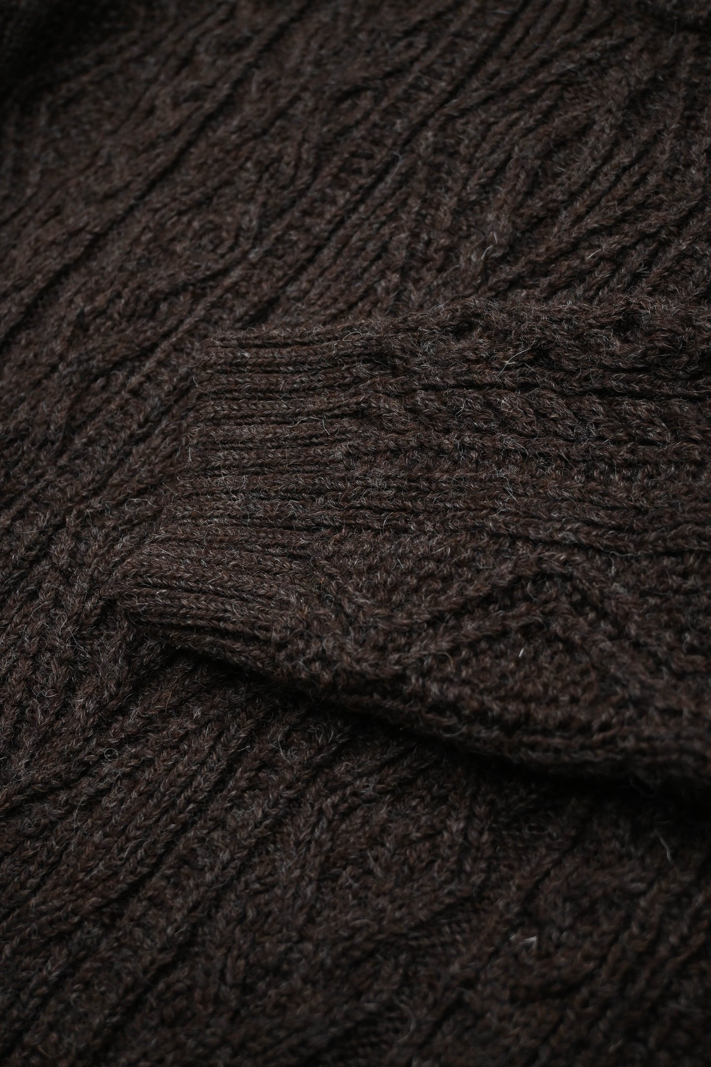 The Freyja British Wool Cable Sweater in Peat