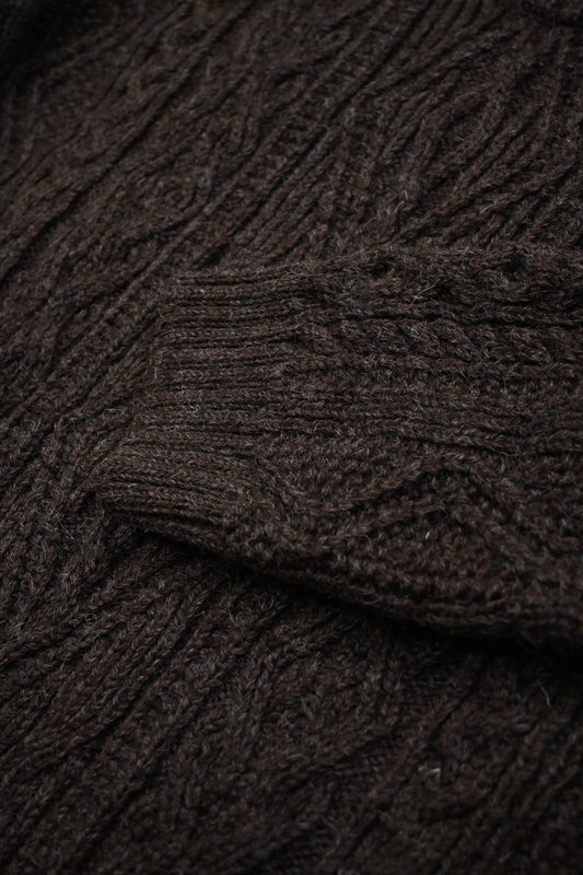 The Freyja British Wool Cable Sweater in Peat