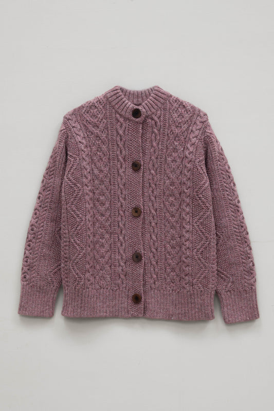 The Freyja British Wool Cable Cardigan in Calluna
