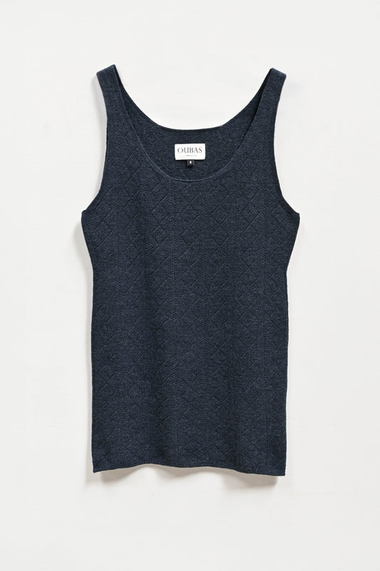 'Tricot de Peau' Fine Merino Camisole Top in Deep Indigo Blue