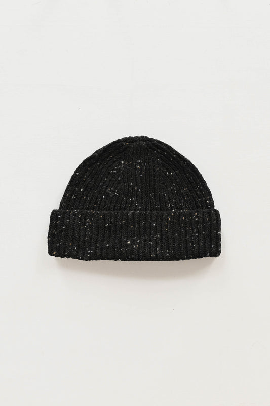 Donegal Merino Wool Beanie Hat in Charcoal