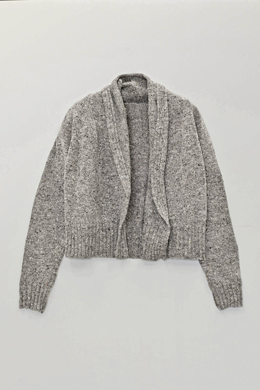The Kent Donegal Merino Wool Short Cardigan in Flint
