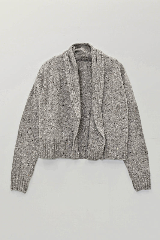 The Kent Donegal Merino Wool Short Cardigan in Flint