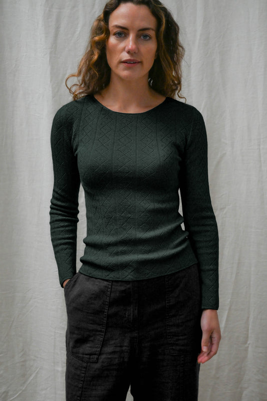 'Tricot de Peau' Fine Merino Wool Base Layer in Forest