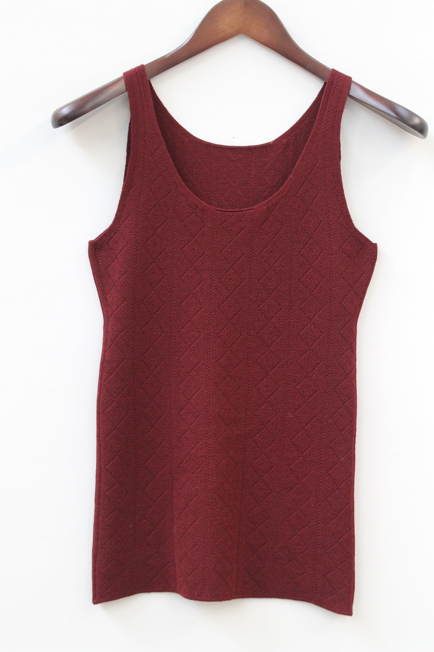 'Tricot de Peau' Fine Merino Camisole Top in Bordeaux Size 12