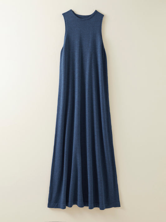 Eden Naturally Dyed Wool Maxi Dress in Indigo