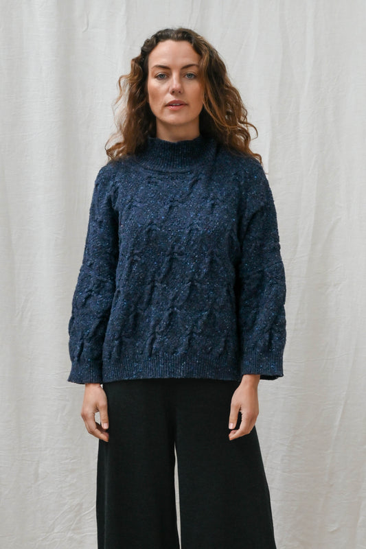 Ings Donegal Cable Sweater in Ink