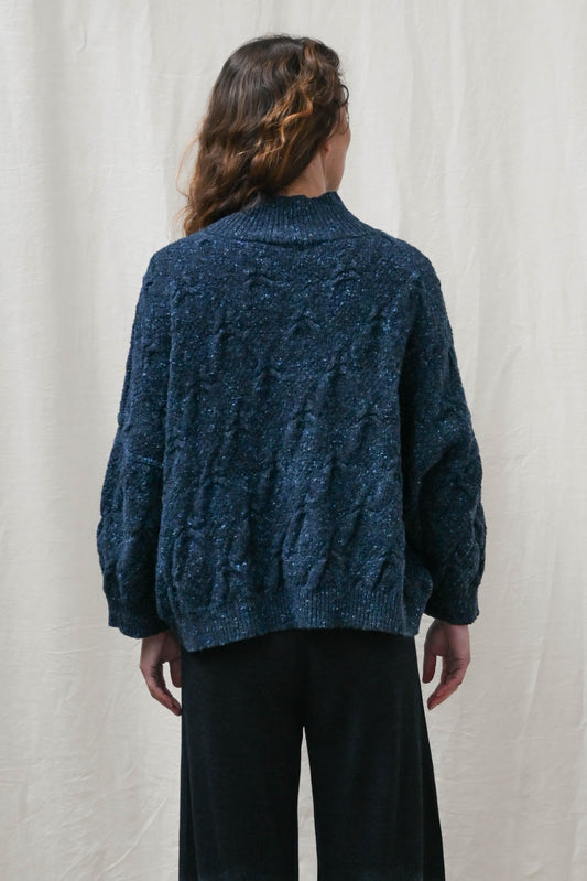 Ings Donegal Cable Sweater in Ink