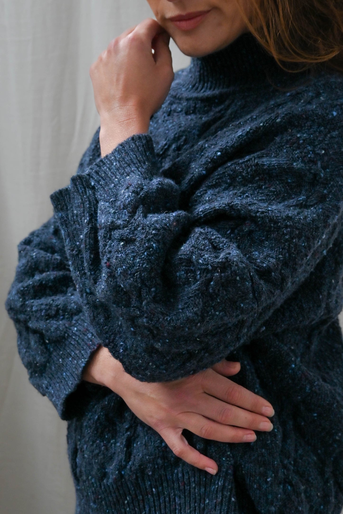 Ings Donegal Cable Sweater in Ink