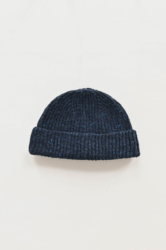 Donegal Merino Wool Beanie Hat in Ink