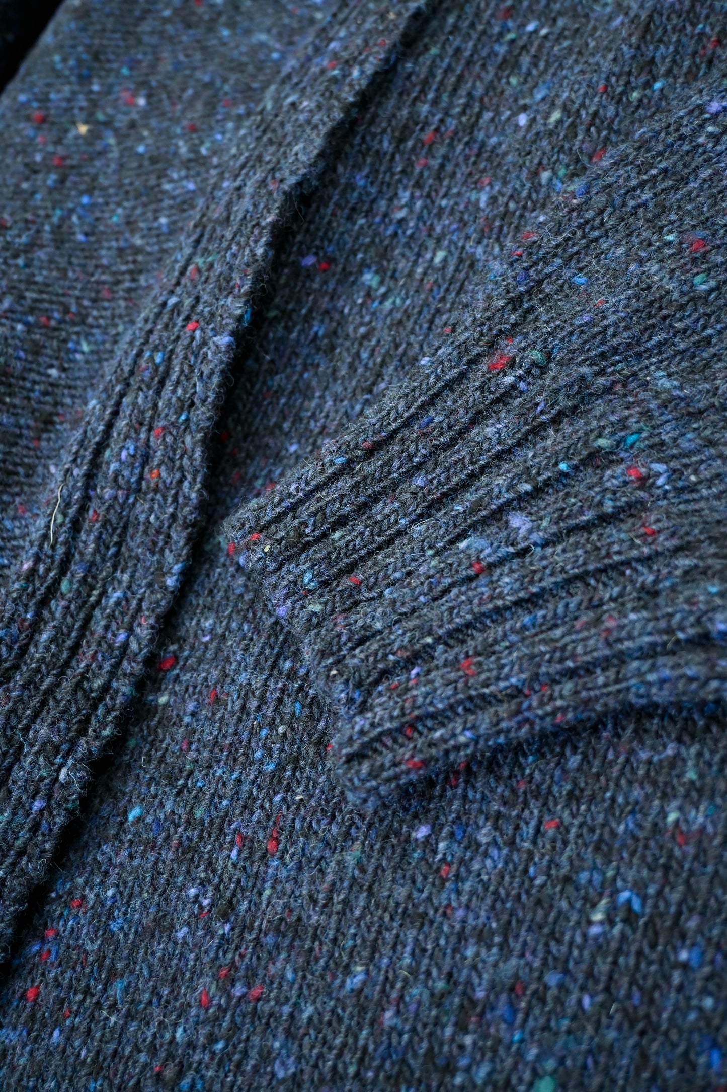 The Kent Donegal Merino Wool Short Cardigan in Ink