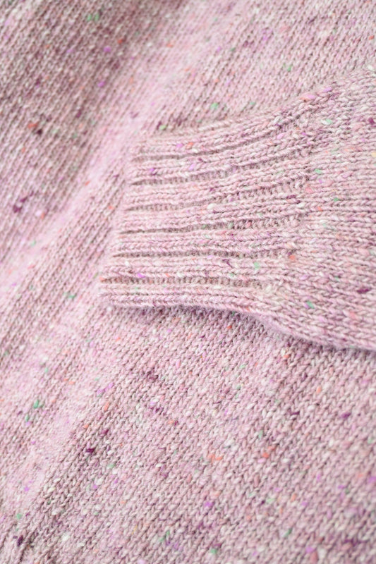 The Kent Donegal Merino Wool Short Cardigan in Soft Lilac