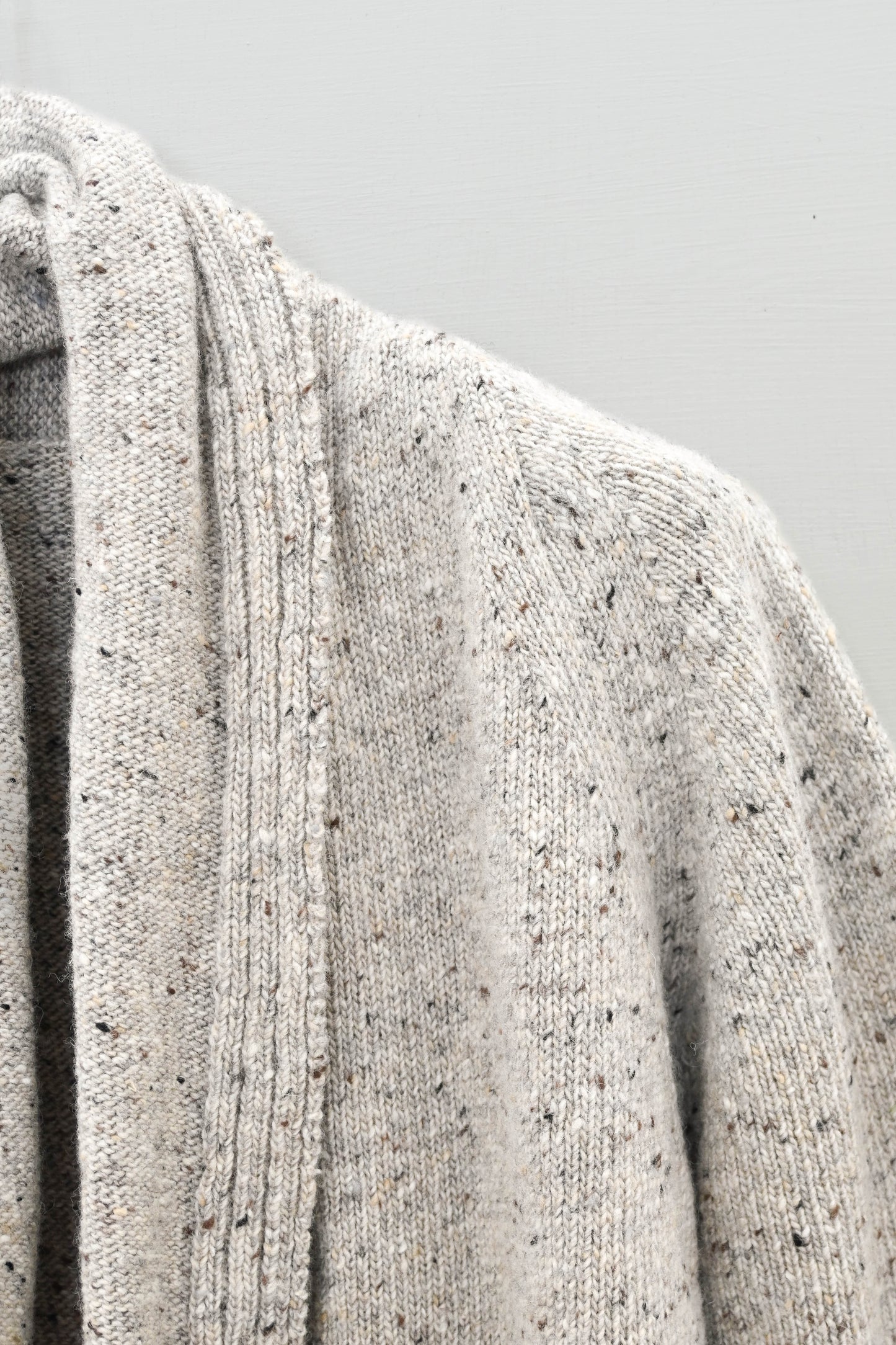 The Kent Donegal Merino Wool Cardigan in Stone