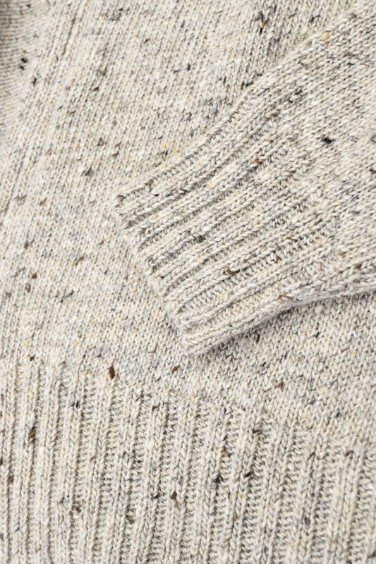 The Kent Donegal Merino Wool Cardigan in Stone