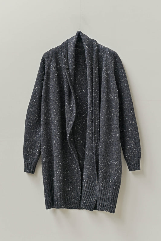 The Kent Donegal Merino Wool Cardigan in Charcoal