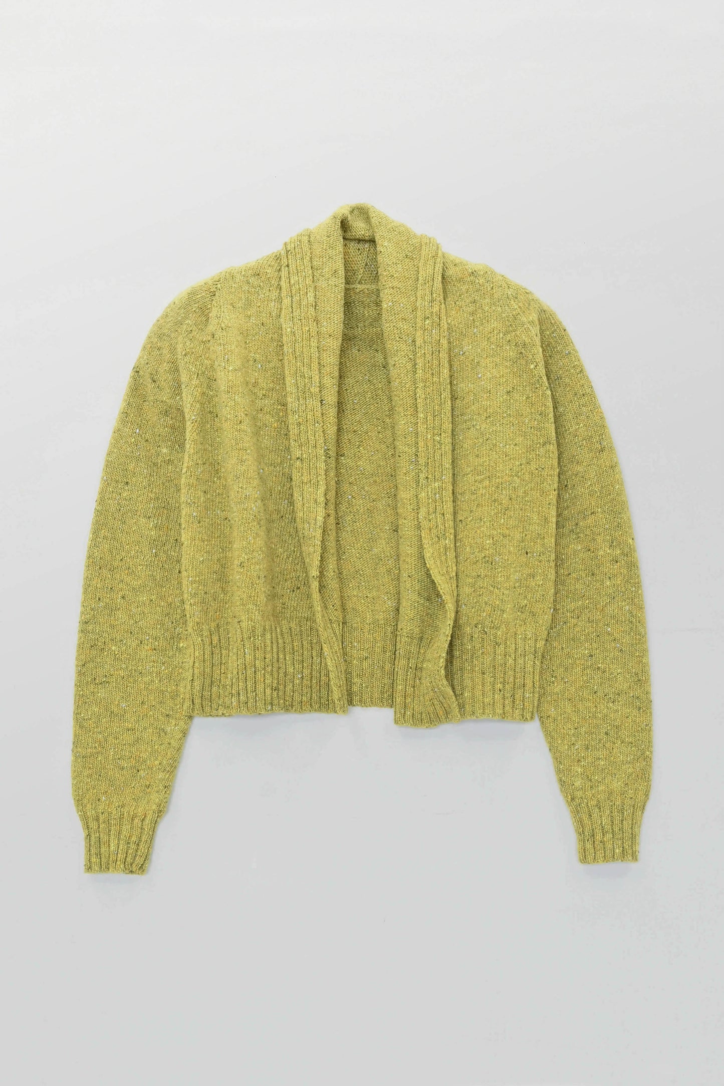 The Kent Donegal Merino Wool Short Cardigan in Lime