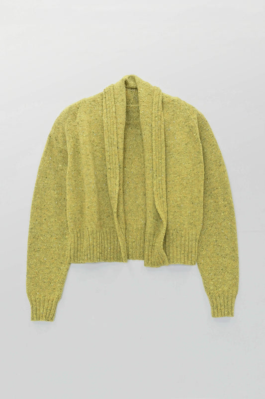 The Kent Donegal Merino Wool Short Cardigan in Lime