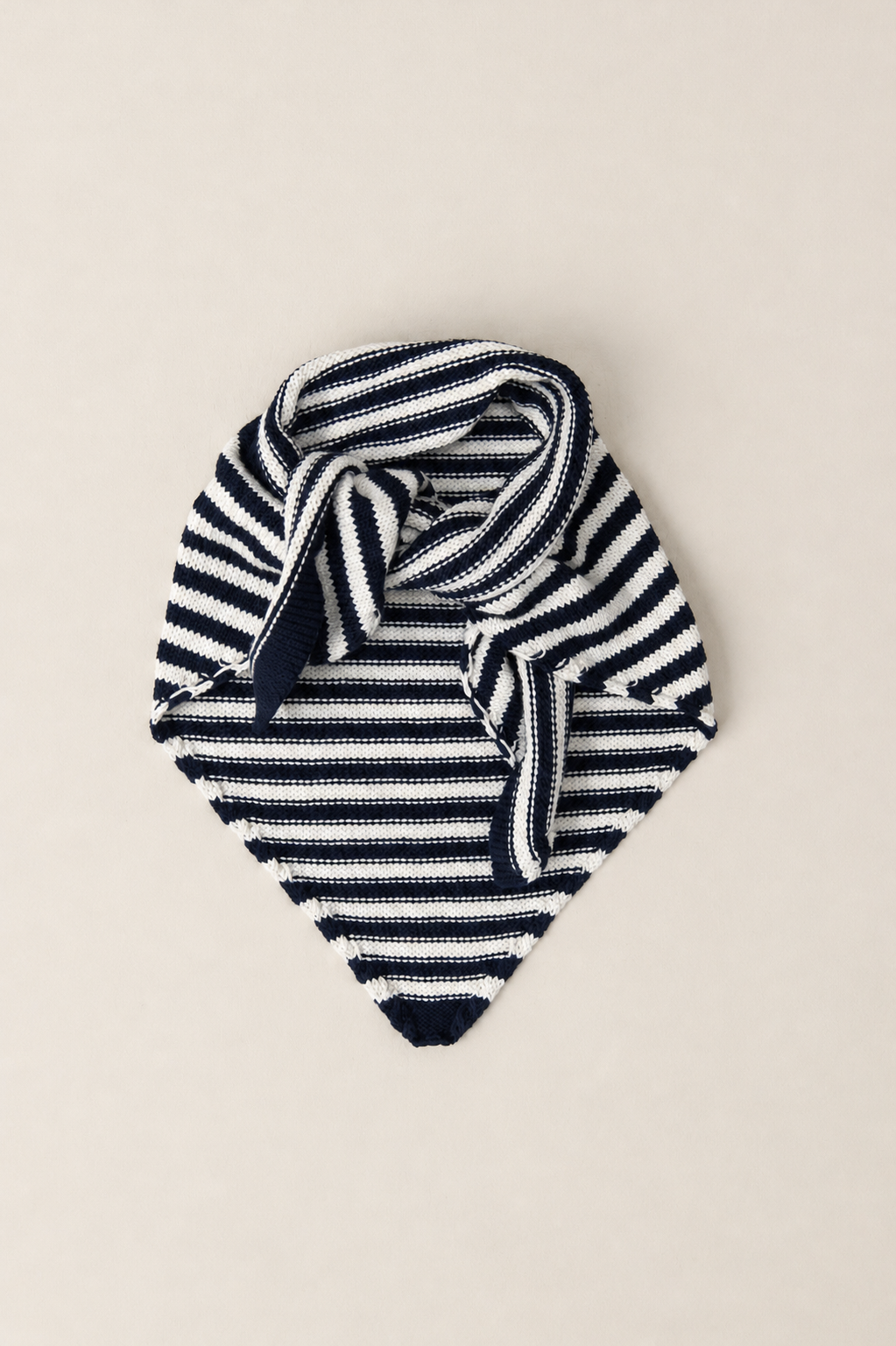 The Morvan Organic Cotton Triangle Scarf in French Navy/Chalk