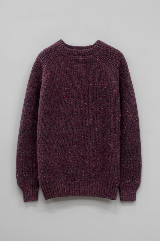 The Olann Donegal Merino Crew Neck Sweater in Mulberry