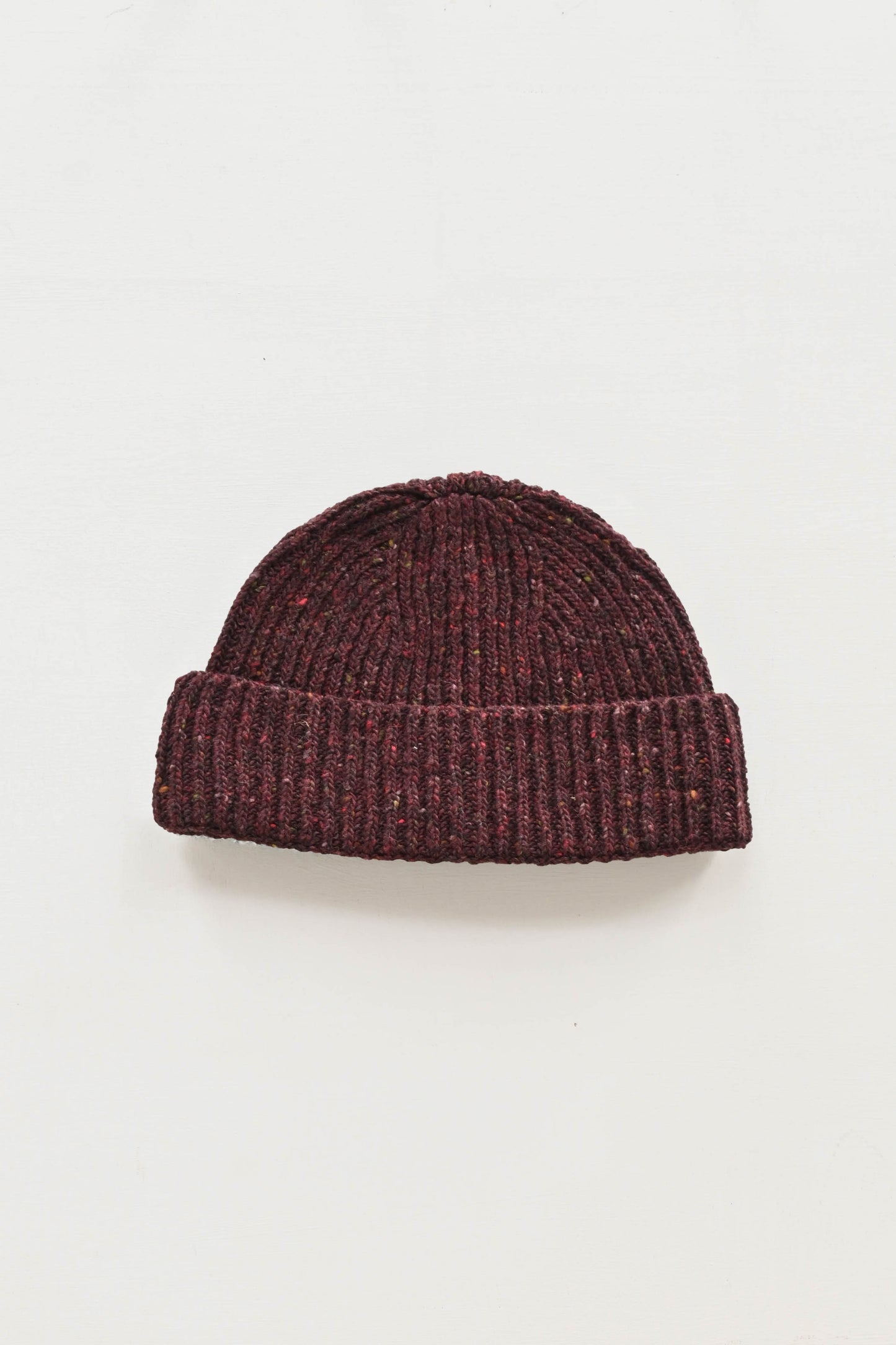 Donegal Merino Wool Beanie Hat in Mulberry
