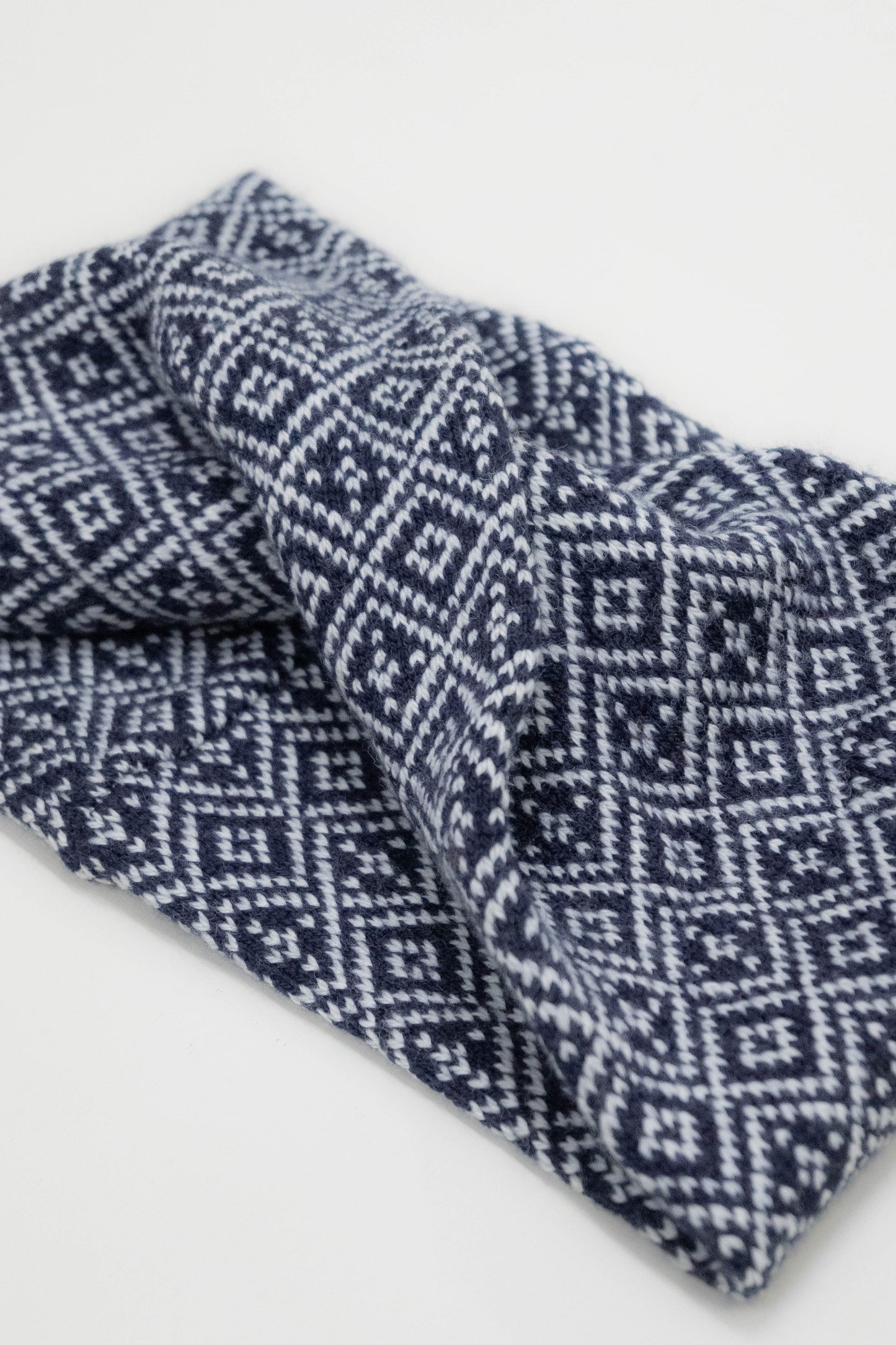 The Nora Merino Headwrap/Cowl in Navy and White