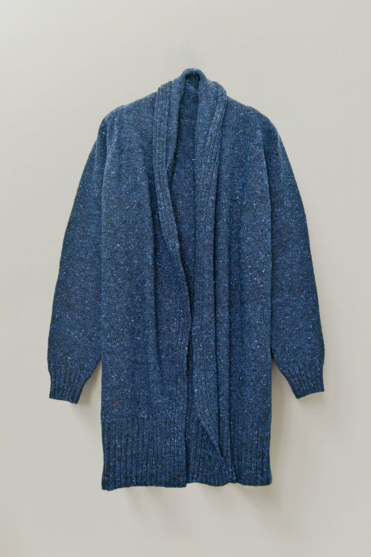The Kent Donegal Merino Wool Cardigan in Ink