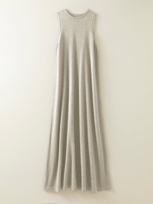 Eden Fine Wool Maxi Dress in Light Oatmeal
