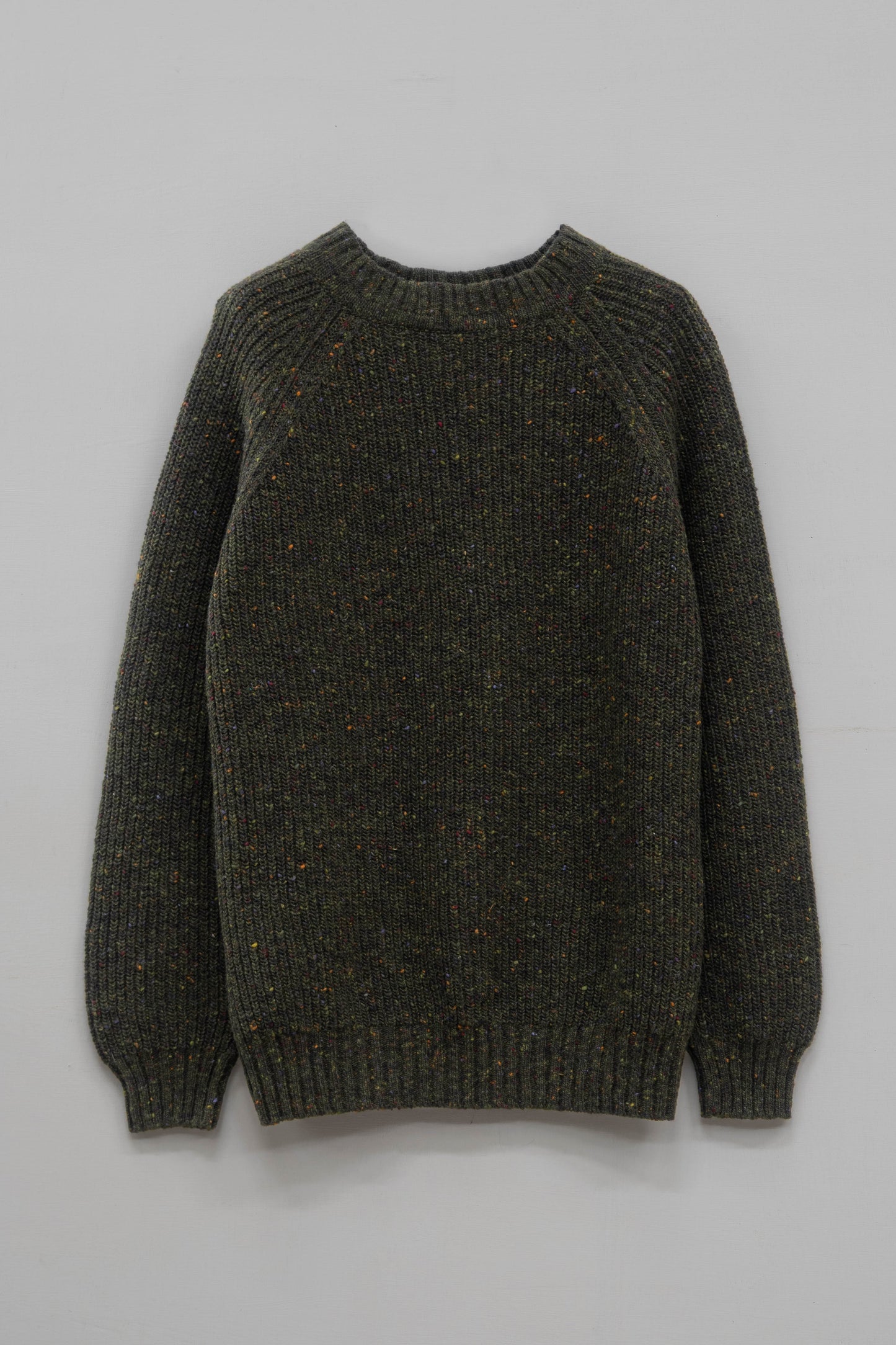 The Olann Donegal Merino Crew Neck Sweater in Forest