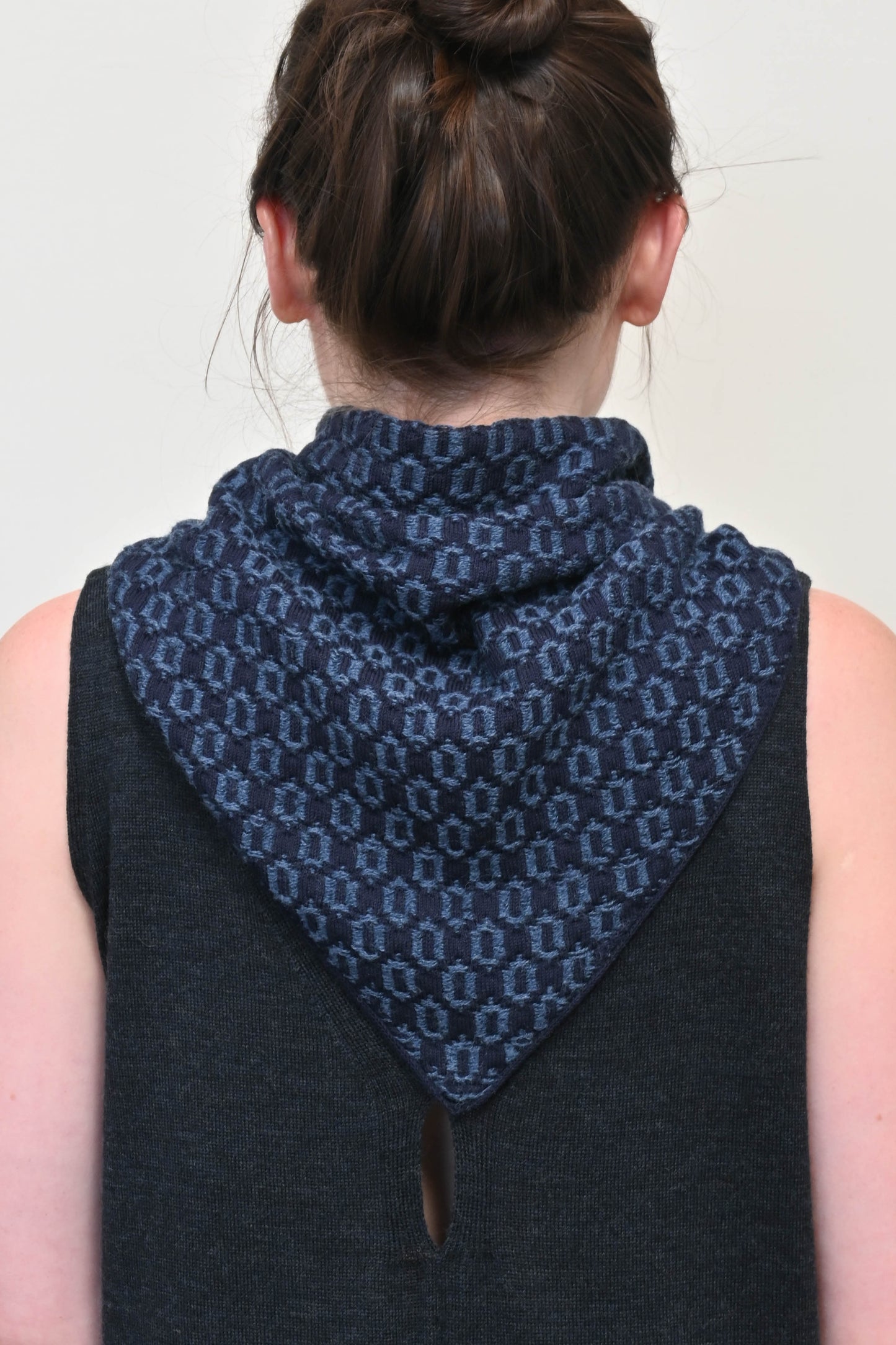 The Annie Collection: The Orton Weave Triangle Scarf in Navy/Indigo