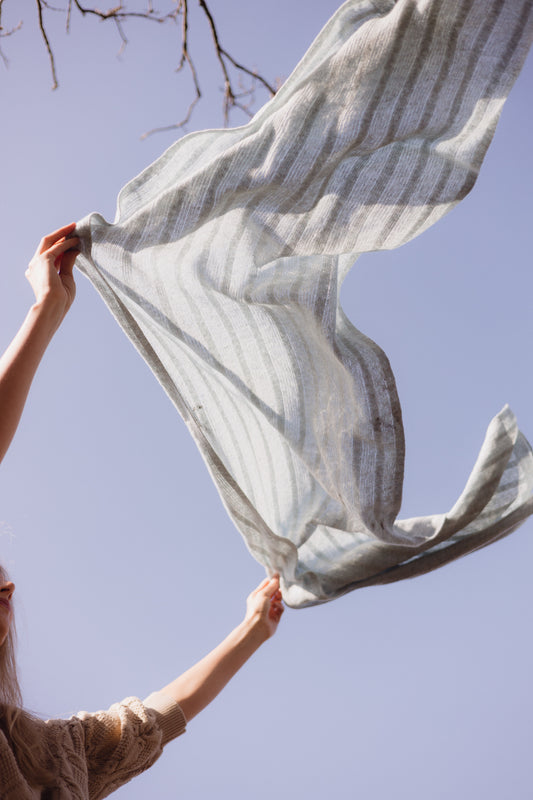 Fine Merino Lambswool Brant Wrap in Silver