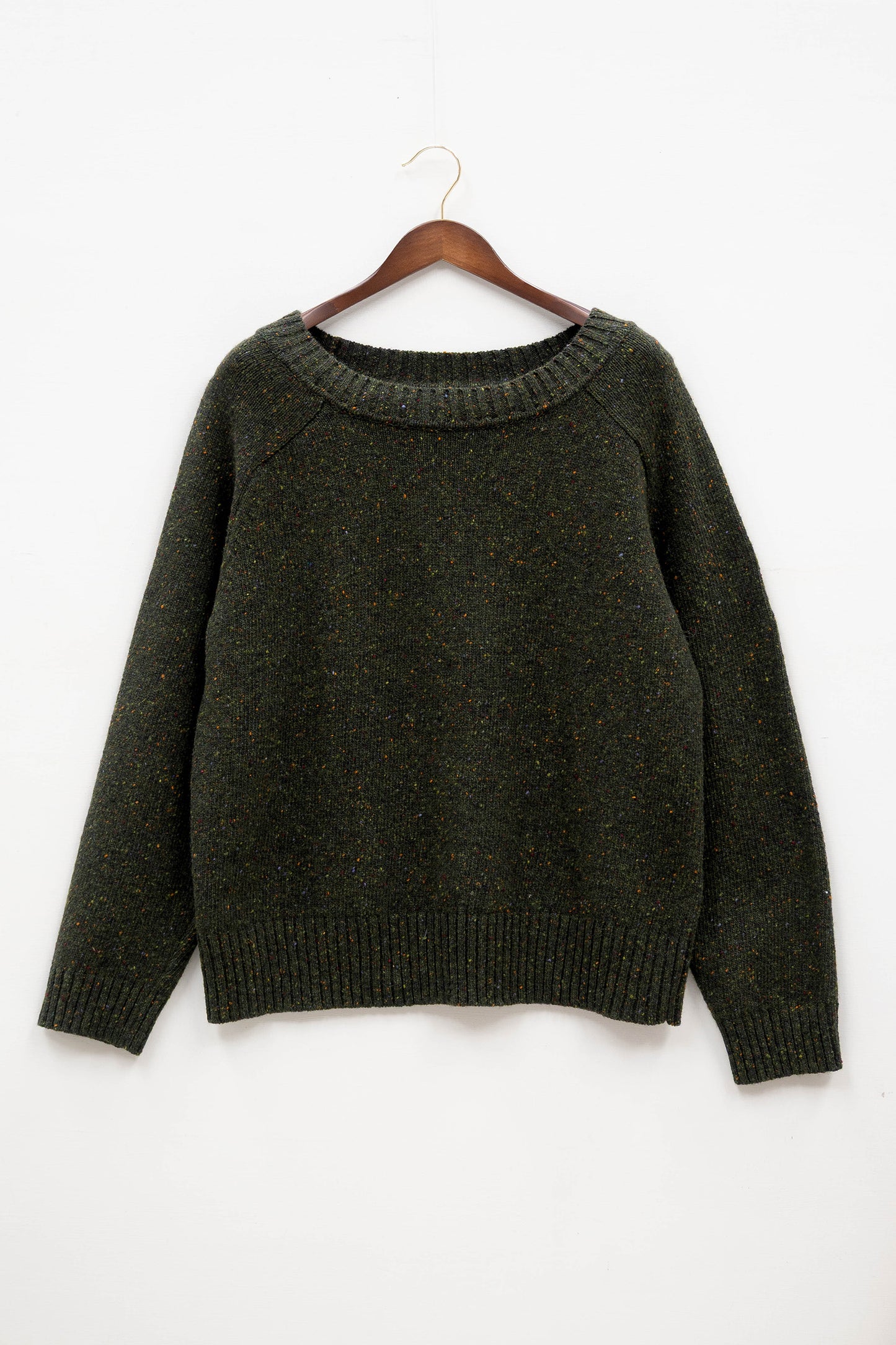 Donegal Merino Wool Sweater in Forest - XL - Boat Neck - Sample