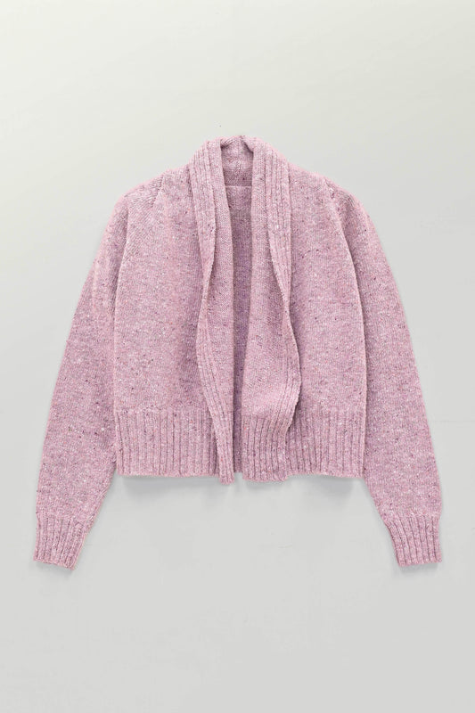 The Kent Donegal Merino Wool Short Cardigan in Soft Lilac
