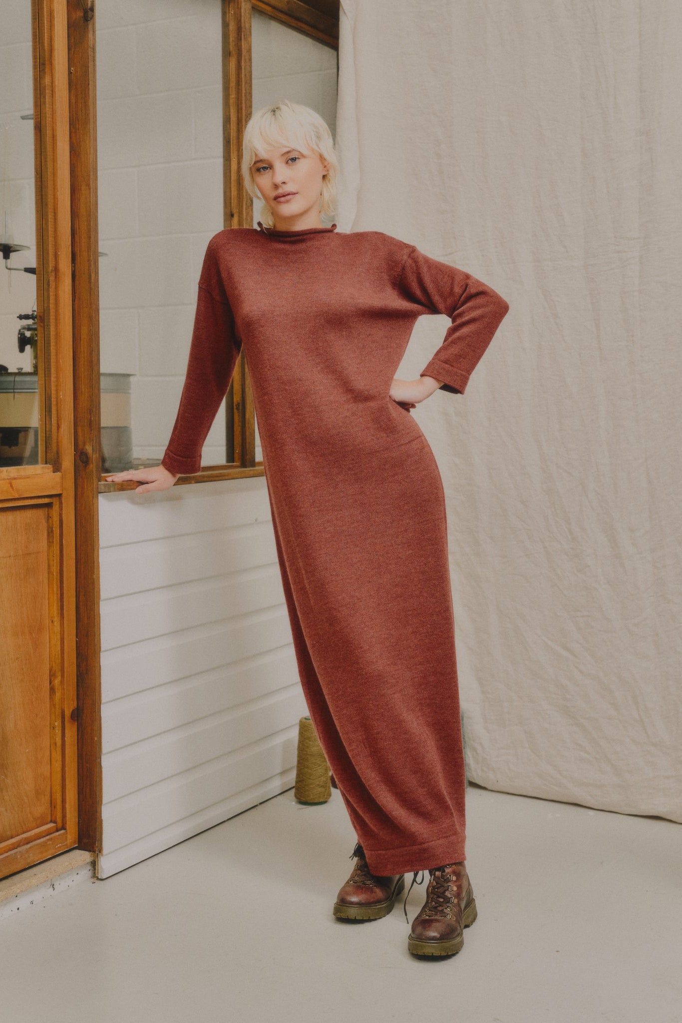 merino wool maxi dress The Seasgair Naturally Dyed Merino Wool Maxi Dress in Heather – OUBAS