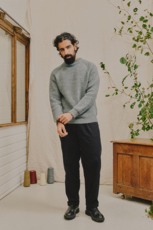 The Olann British Wool Sweater in Slate Blue