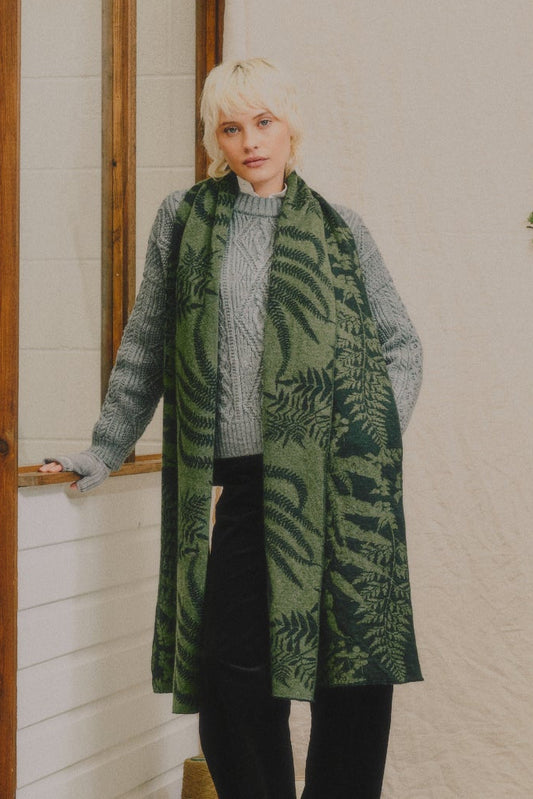 The Raith Fine Merino Wool Scarf - In Pine & Forest