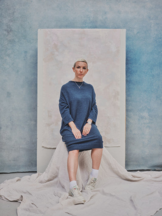 Eden Cocoon Merino Dress in Indigo Blue