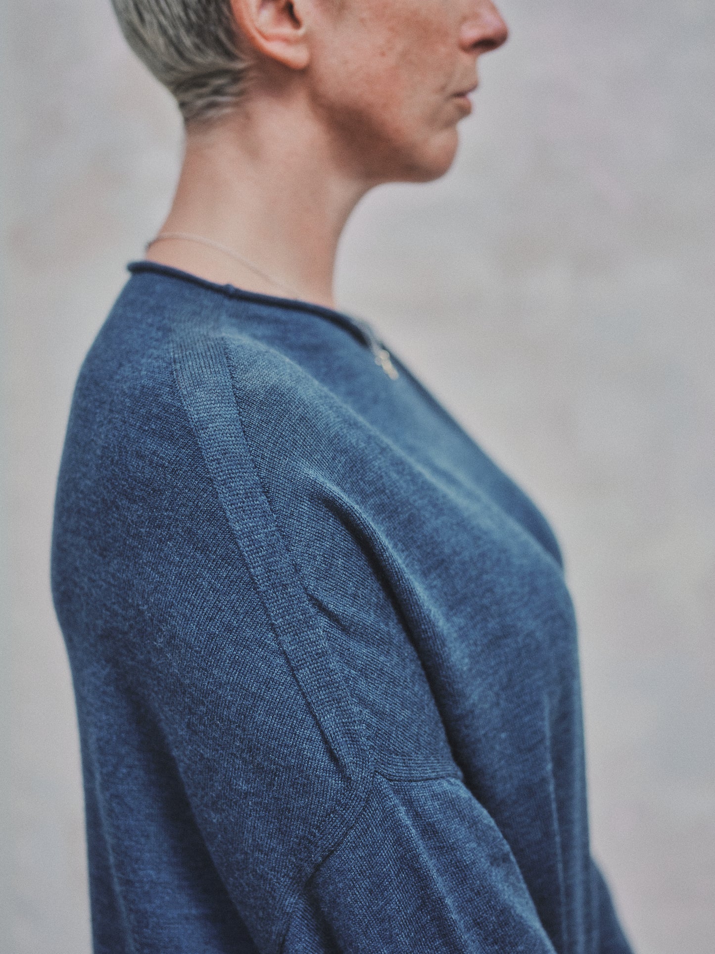 Eden Cocoon Merino Dress in Indigo Blue