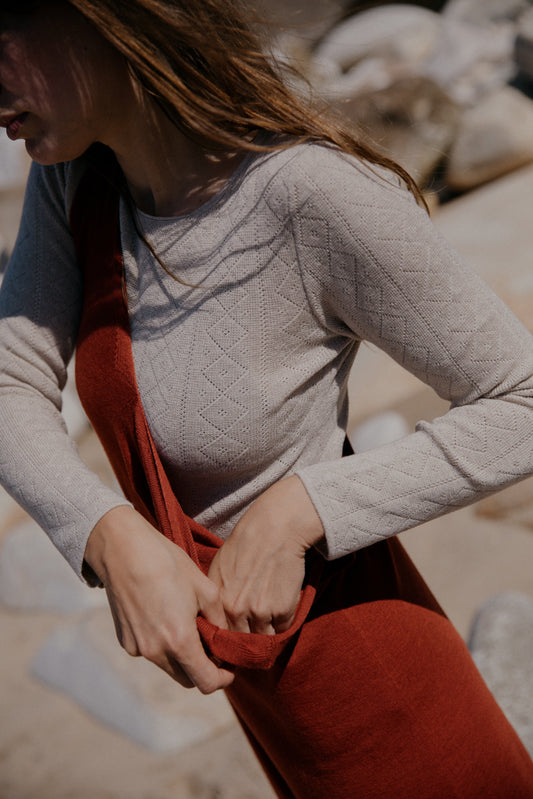 'Tricot de Peau' Fine Merino Base Layer in Light Oatmeal