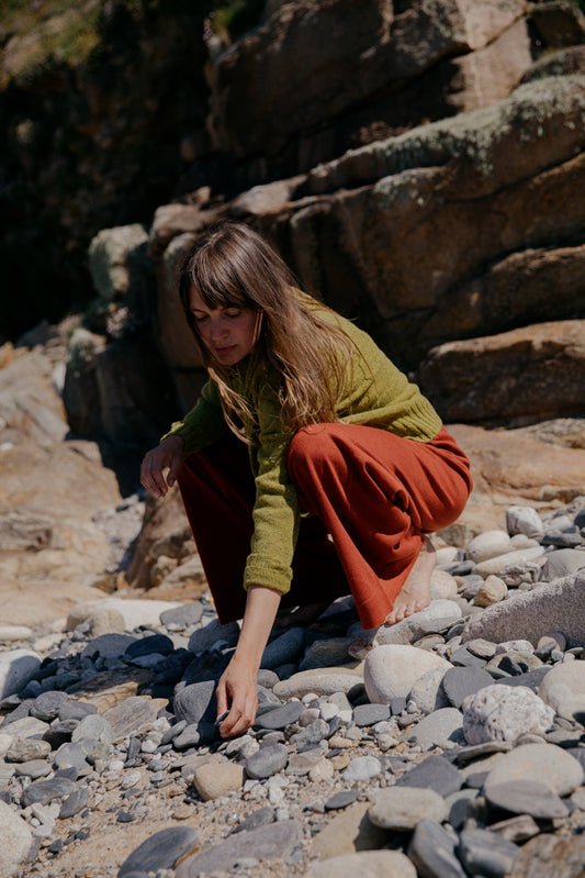 The Kent Donegal Merino Wool Short Cardigan in Lime